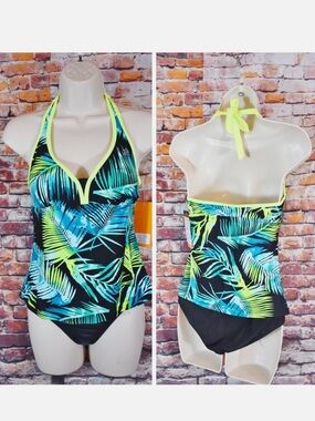Zeroxposur XS Women's 2 Piece UPF 50+  Tankini Swimsuit Sulfur Padded Bra NWT